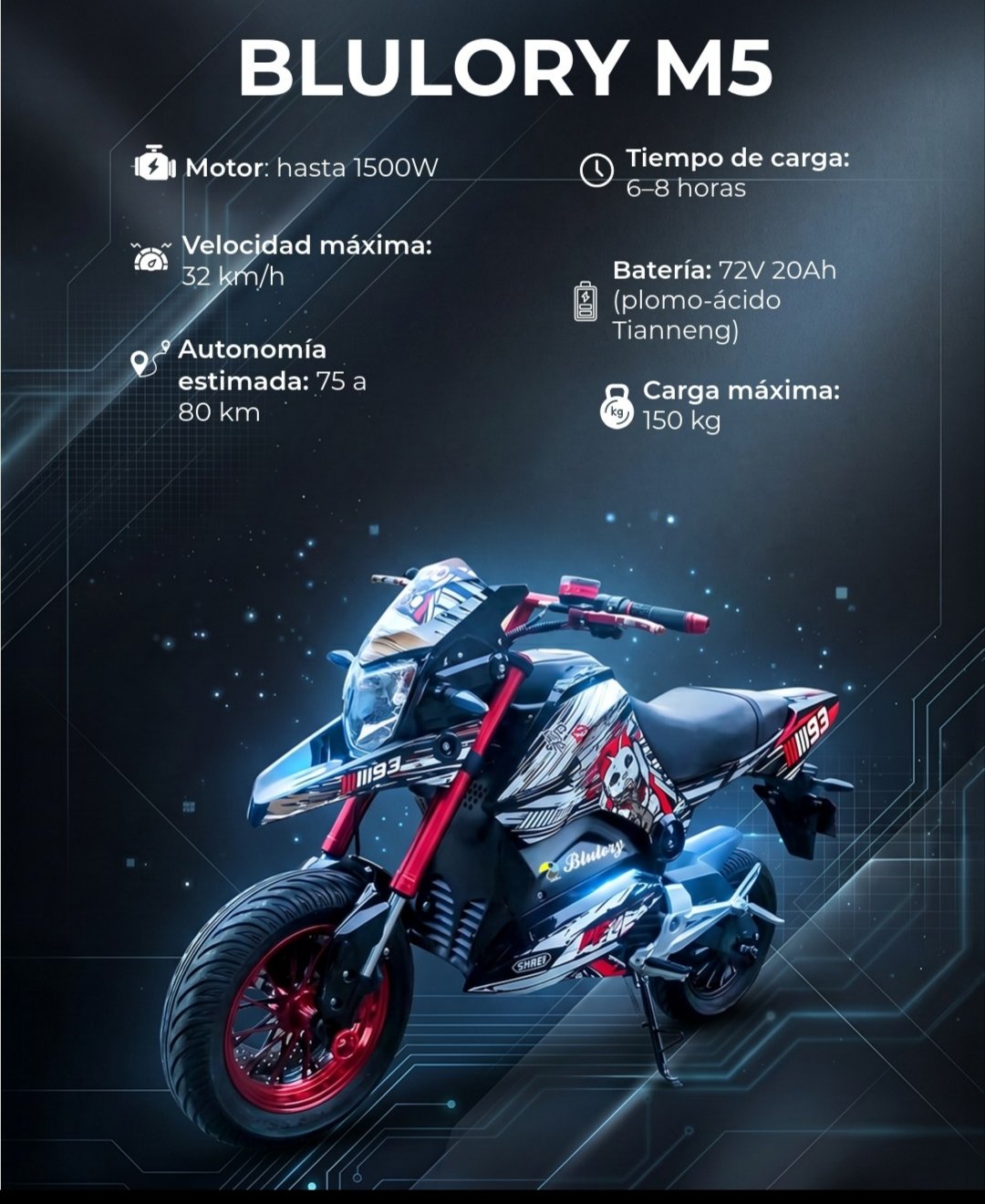MOTO ELETRICA BLULORY SEATTLE 3000W VELOCIDADE 32KM/H - Imagem 6