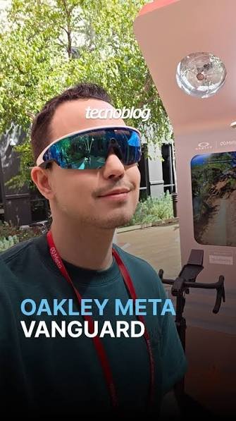 Óculos de Sol Oakley Vanguard WiFi Meta AI 32GB - Branco Lente Prizm Rose Dourado